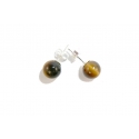 Brown Tiger's Eye and Silver Stud Earrings